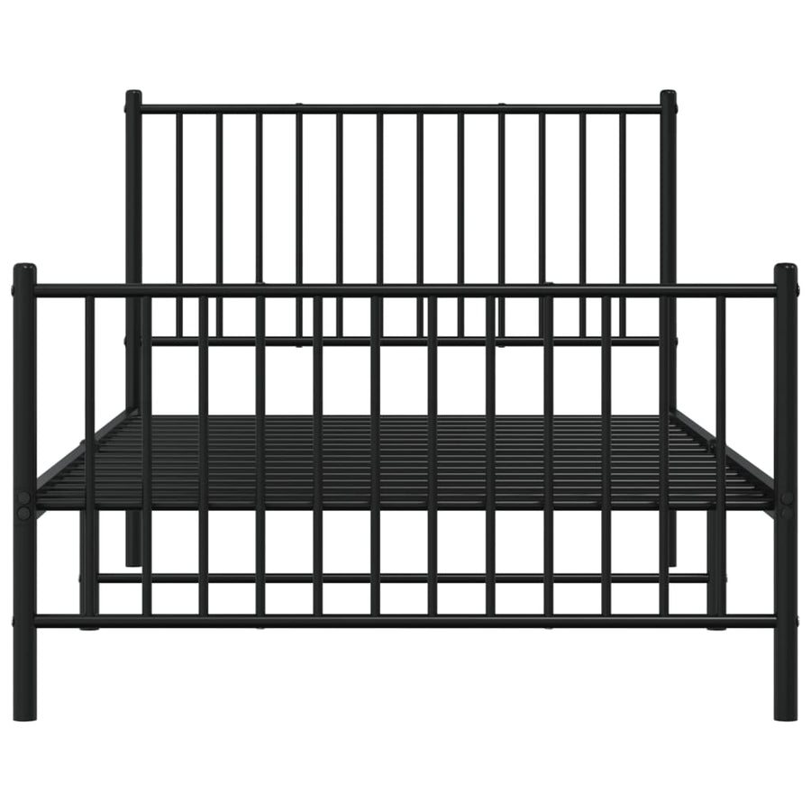 Bedframe met hoofd- en voeteneinde metaal zwart 100x190 cm 100 x 190 cm met hoofdbord & voetbord