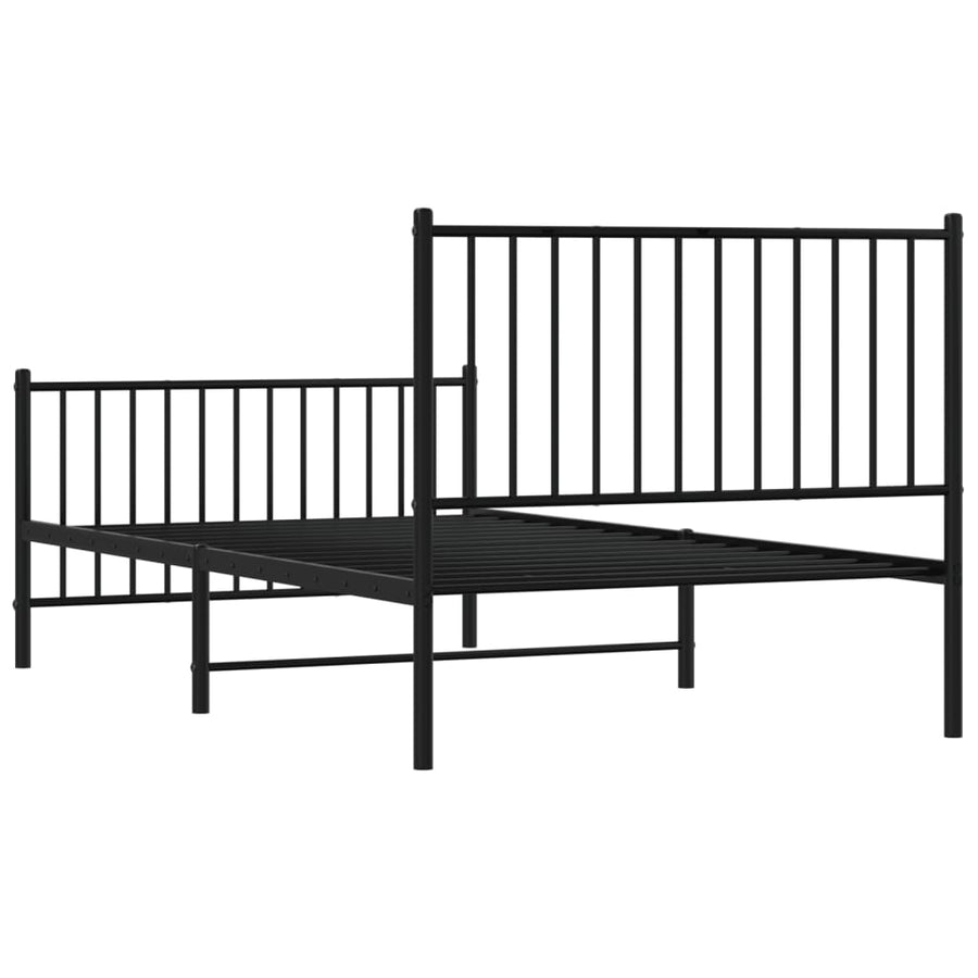 Bedframe met hoofd- en voeteneinde metaal zwart 100x190 cm 100 x 190 cm met hoofdbord & voetbord
