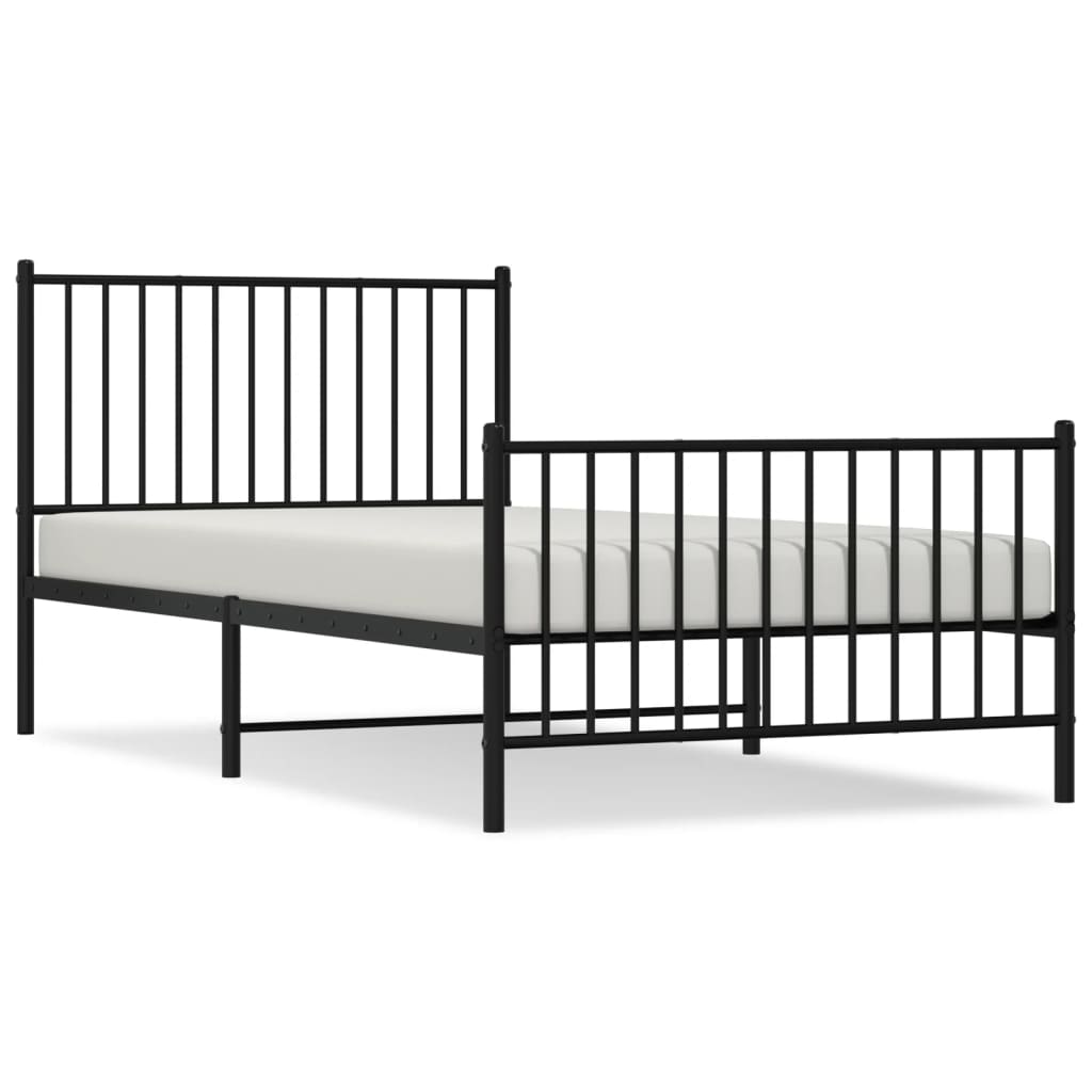 Bedframe met hoofd- en voeteneinde metaal zwart 100x200 cm 100 x 200 cm Zwart