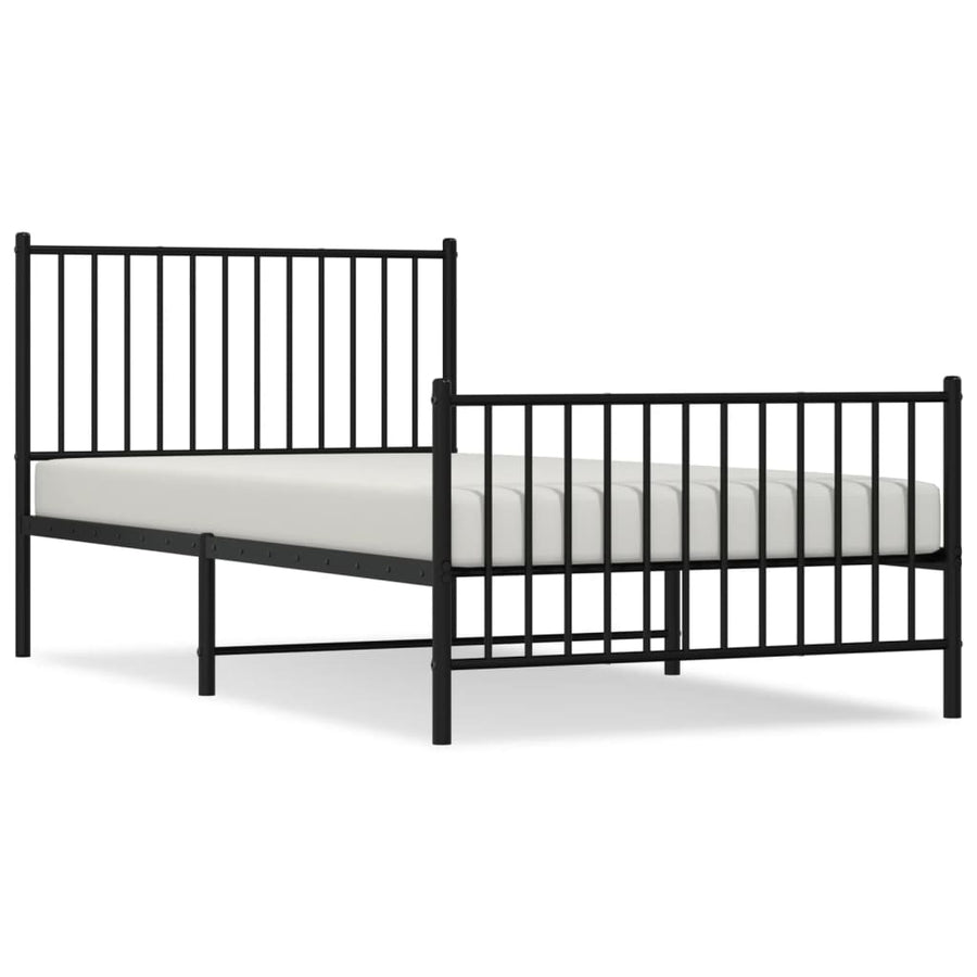 Bedframe met hoofd- en voeteneinde metaal zwart 100x200 cm 100 x 200 cm Zwart