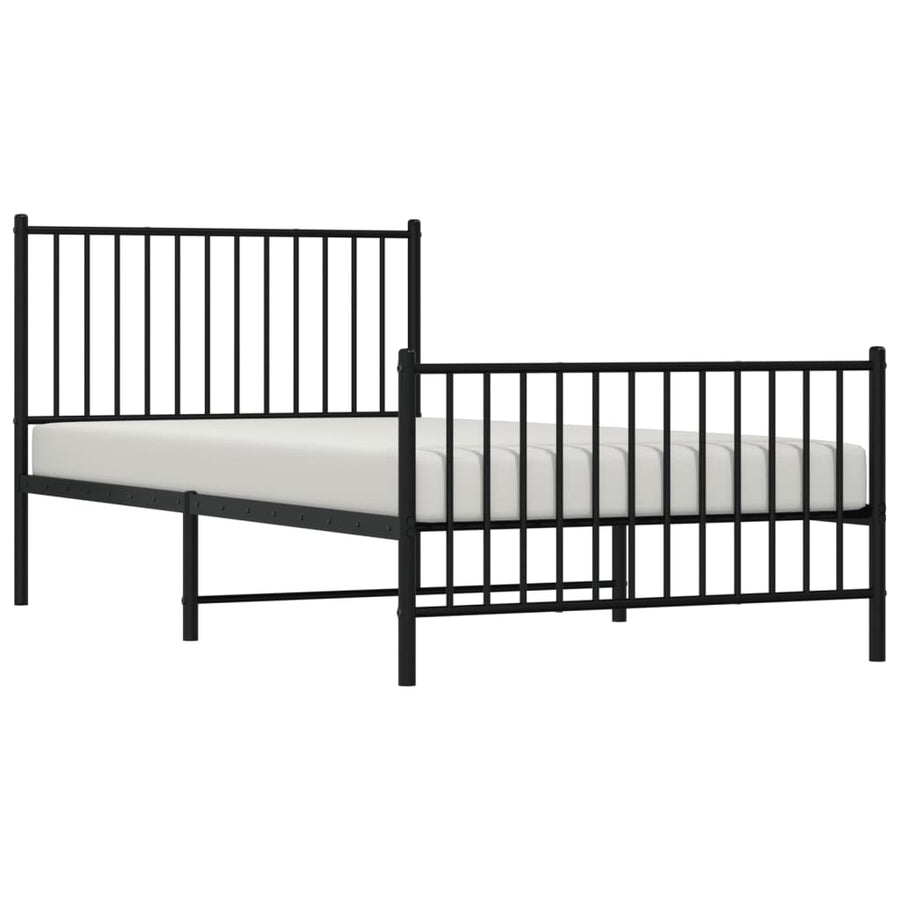 Bedframe met hoofd- en voeteneinde metaal zwart 100x200 cm 100 x 200 cm Zwart