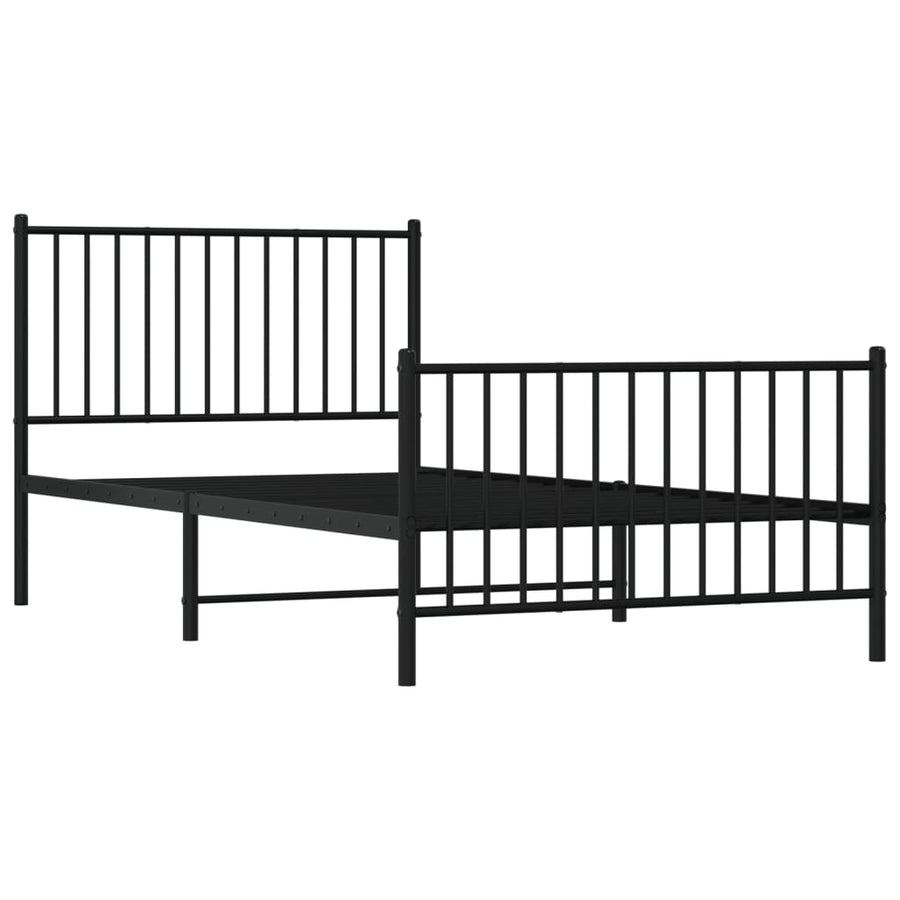 Bedframe met hoofd- en voeteneinde metaal zwart 100x200 cm 100 x 200 cm Zwart