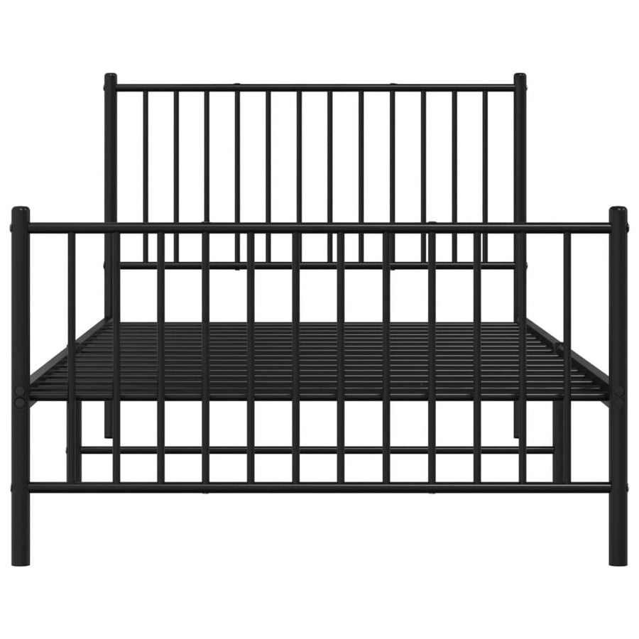 Bedframe met hoofd- en voeteneinde metaal zwart 100x200 cm 100 x 200 cm Zwart