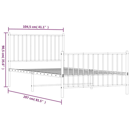 Bedframe met hoofd- en voeteneinde metaal zwart 100x200 cm 100 x 200 cm Zwart