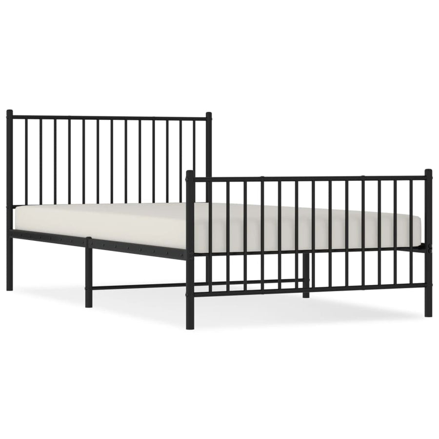 Bedframe met hoofd- en voeteneinde metaal zwart 107x203 cm 107 x 203 cm Zwart