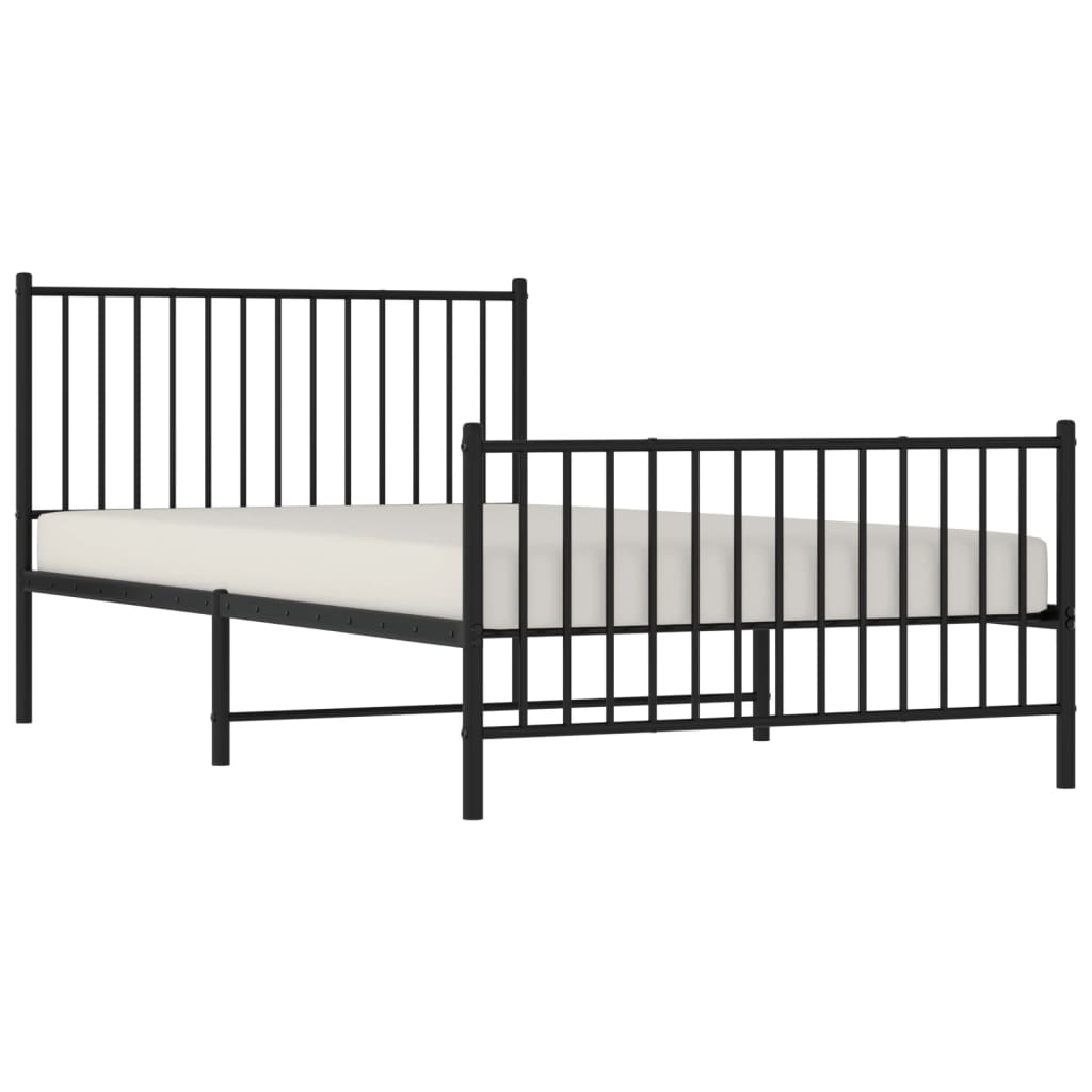 Bedframe met hoofd- en voeteneinde metaal zwart 107x203 cm 107 x 203 cm Zwart