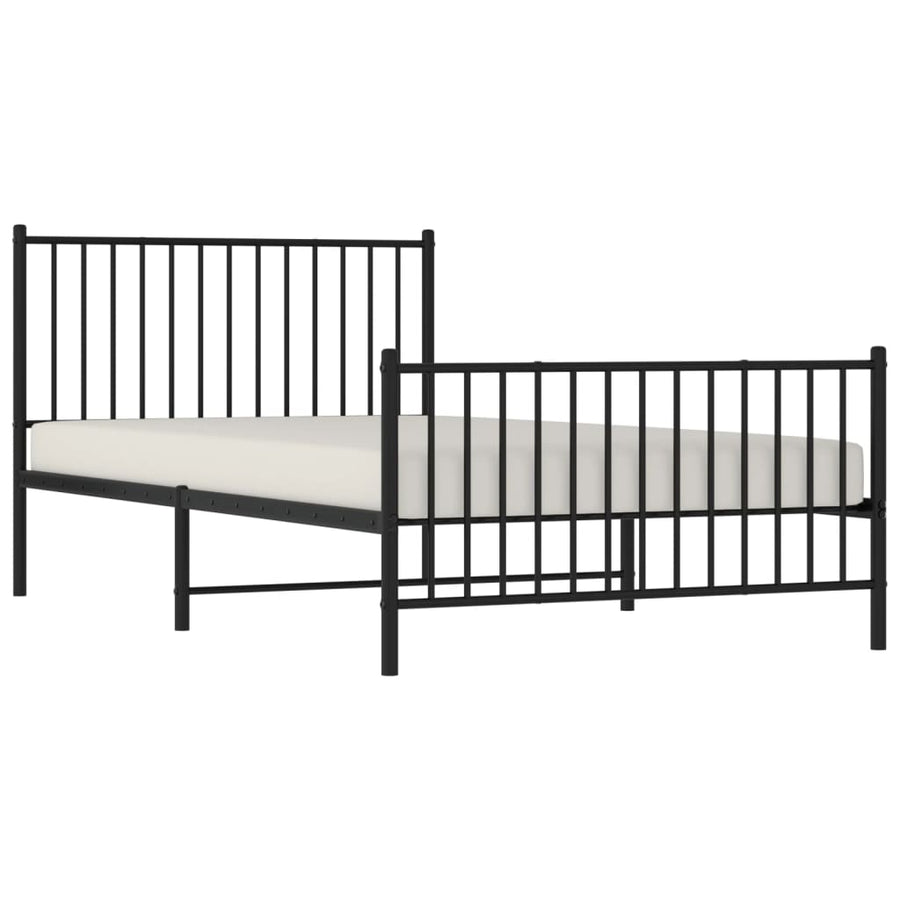 Bedframe met hoofd- en voeteneinde metaal zwart 107x203 cm 107 x 203 cm Zwart