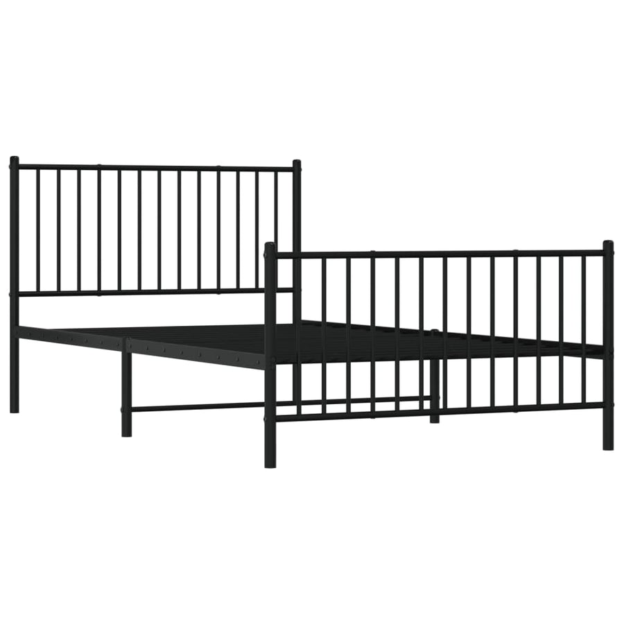 Bedframe met hoofd- en voeteneinde metaal zwart 107x203 cm 107 x 203 cm Zwart