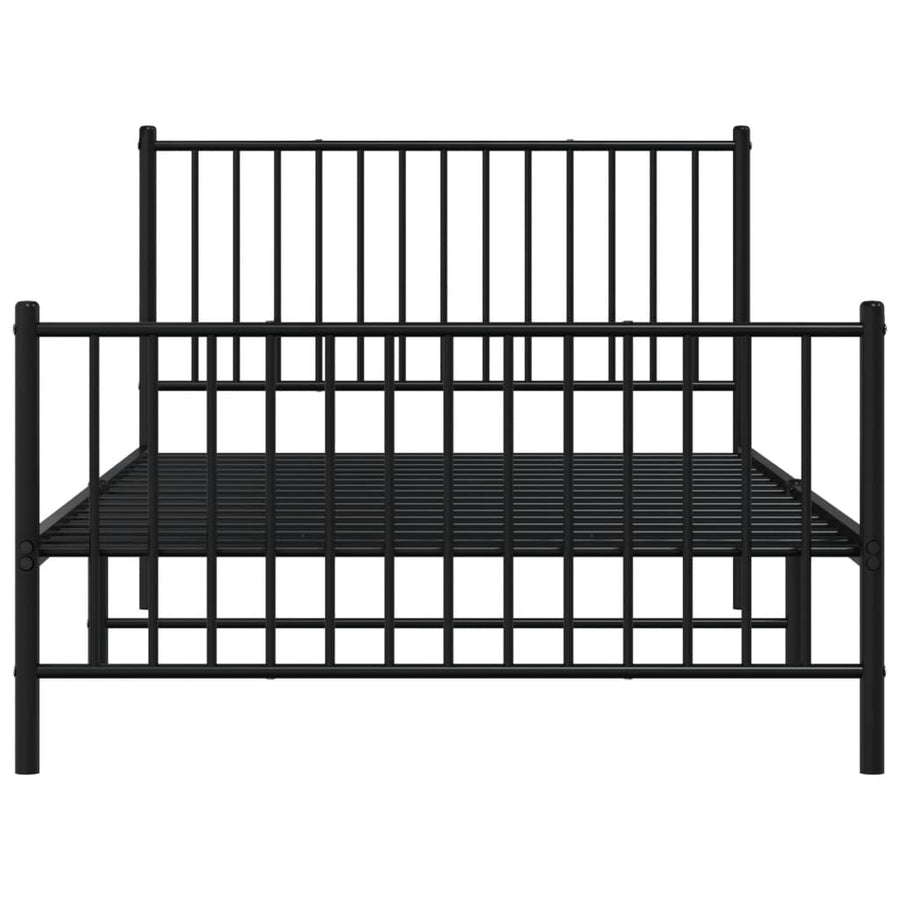 Bedframe met hoofd- en voeteneinde metaal zwart 107x203 cm 107 x 203 cm Zwart