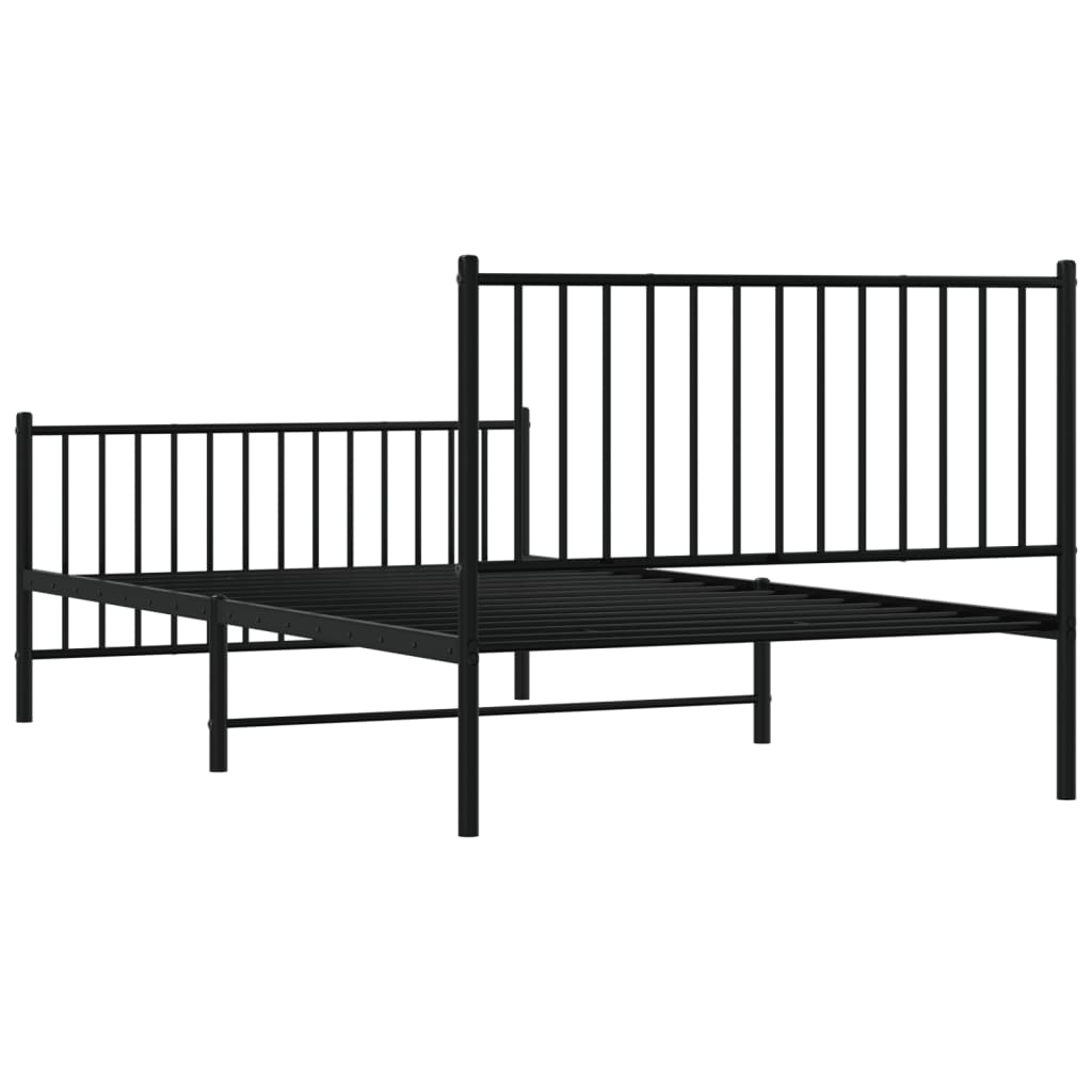 Bedframe met hoofd- en voeteneinde metaal zwart 107x203 cm 107 x 203 cm Zwart