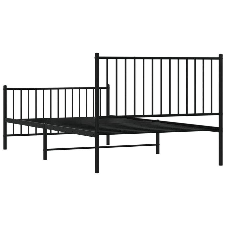 Bedframe met hoofd- en voeteneinde metaal zwart 107x203 cm 107 x 203 cm Zwart