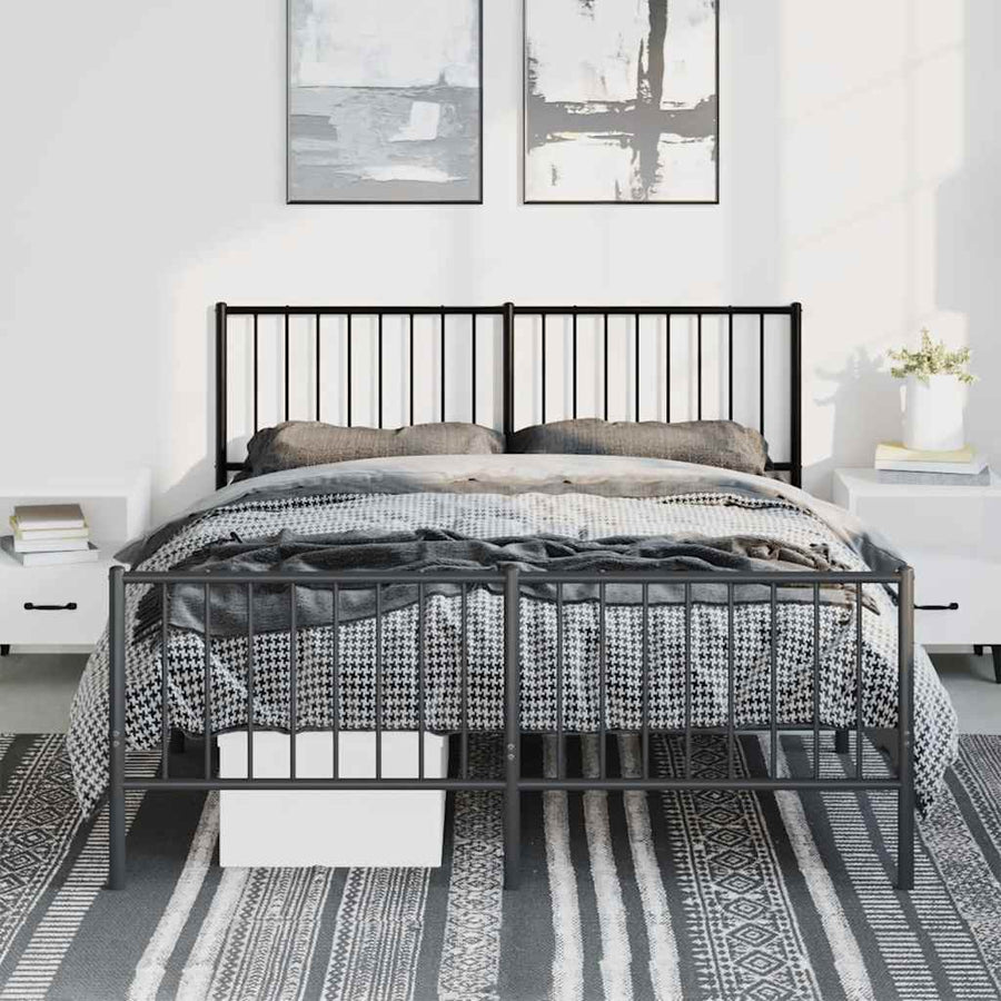 Bedframe Met Hoofd- En Voeteneinde Metaal 135 x 190 cm