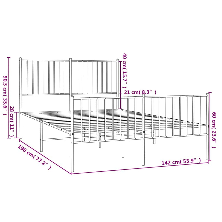 Bedframe Met Hoofd- En Voeteneinde Metaal 135 x 190 cm