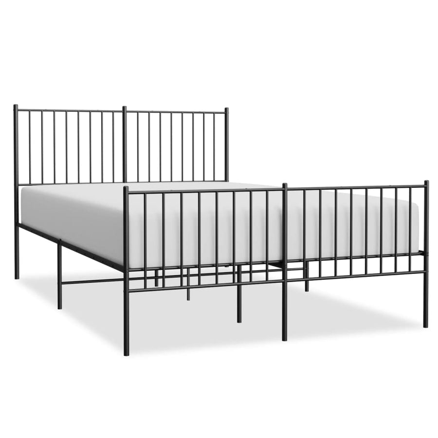 Bedframe met hoofd- en voeteneinde metaal zwart 140x190 cm 140 x 190 cm met hoofdbord & voetbord