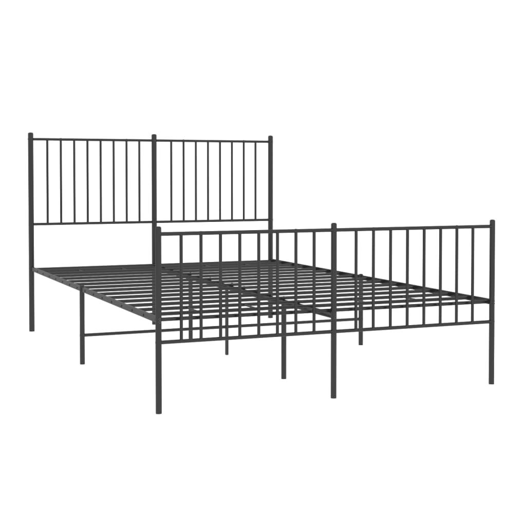 Bedframe met hoofd- en voeteneinde metaal zwart 140x190 cm 140 x 190 cm met hoofdbord & voetbord