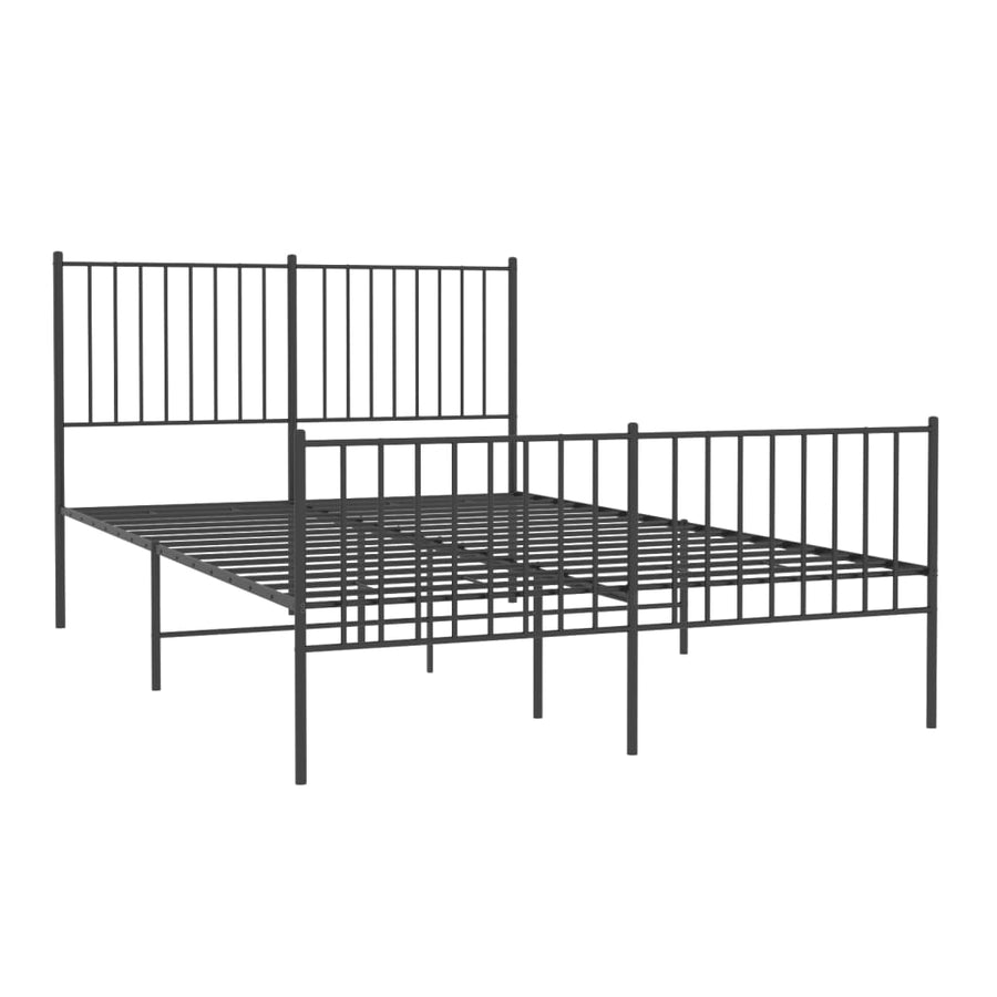 Bedframe met hoofd- en voeteneinde metaal zwart 140x190 cm 140 x 190 cm met hoofdbord & voetbord