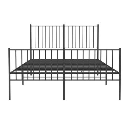 Bedframe met hoofd- en voeteneinde metaal zwart 140x190 cm 140 x 190 cm met hoofdbord & voetbord