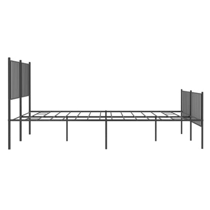 Bedframe met hoofd- en voeteneinde metaal zwart 140x190 cm 140 x 190 cm met hoofdbord & voetbord