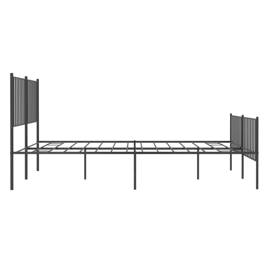 Bedframe met hoofd- en voeteneinde metaal zwart 140x190 cm 140 x 190 cm met hoofdbord & voetbord