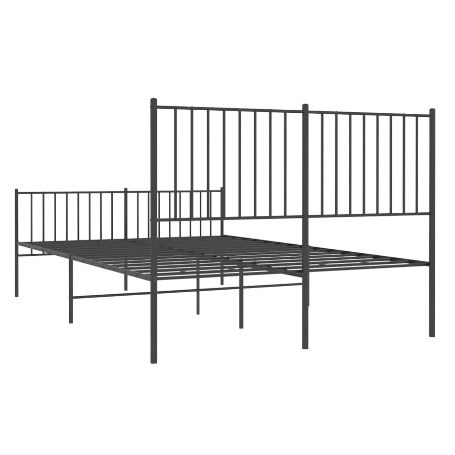 Bedframe met hoofd- en voeteneinde metaal zwart 140x190 cm 140 x 190 cm met hoofdbord & voetbord