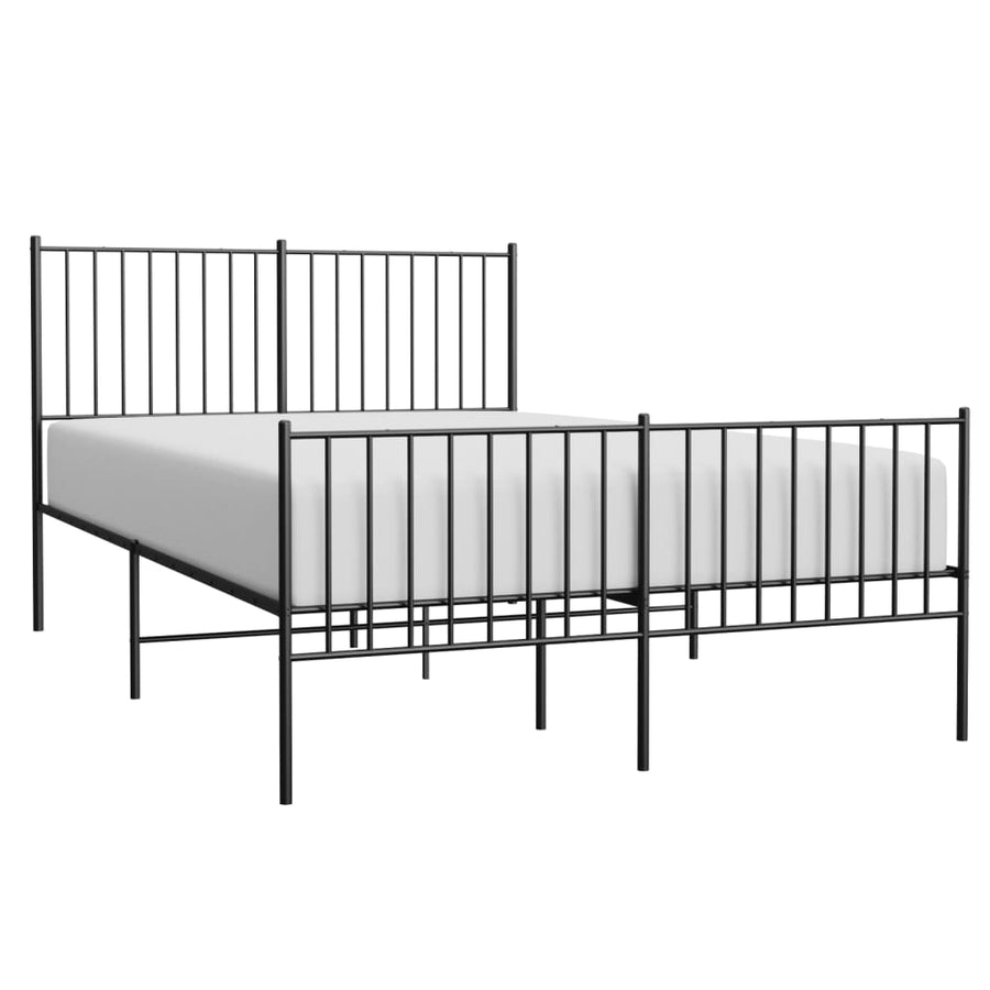 Bedframe met hoofd- en voeteneinde metaal zwart 140x200 cm 140 x 200 cm met hoofdbord & voetbord
