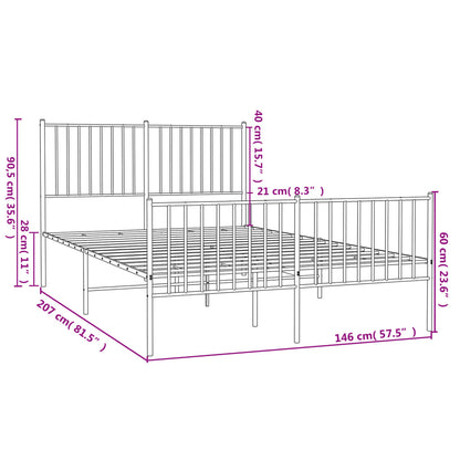 Bedframe met hoofd- en voeteneinde metaal zwart 140x200 cm 140 x 200 cm met hoofdbord & voetbord