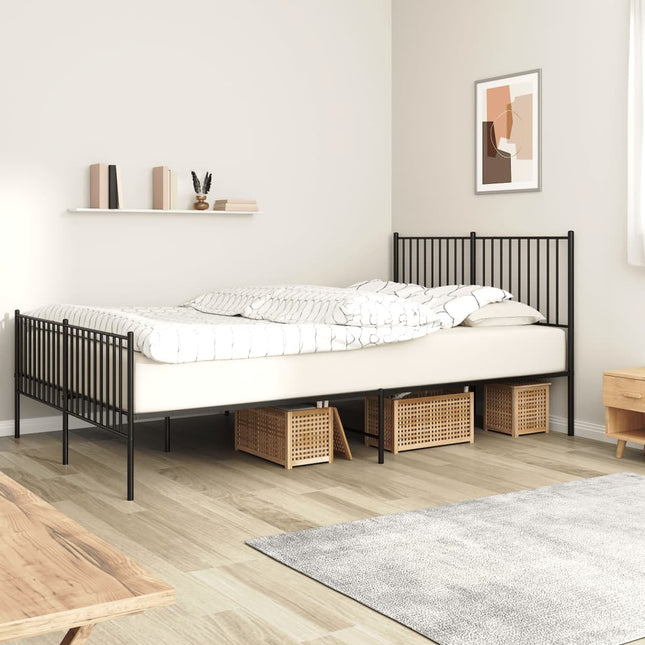 Bedframe met hoofd- en voeteneinde metaal zwart 160x200 cm 160 x 200 cm Zwart