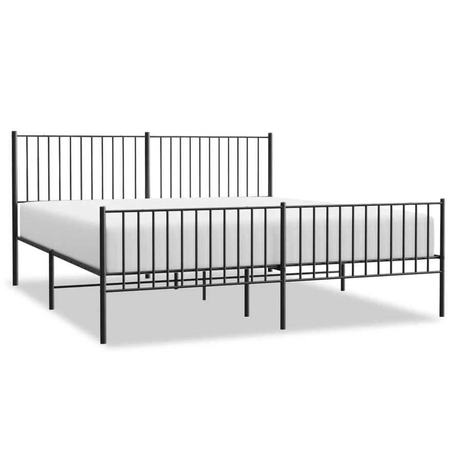 Bedframe met hoofd- en voeteneinde metaal zwart 183x213 cm 183 x 213 cm Zwart
