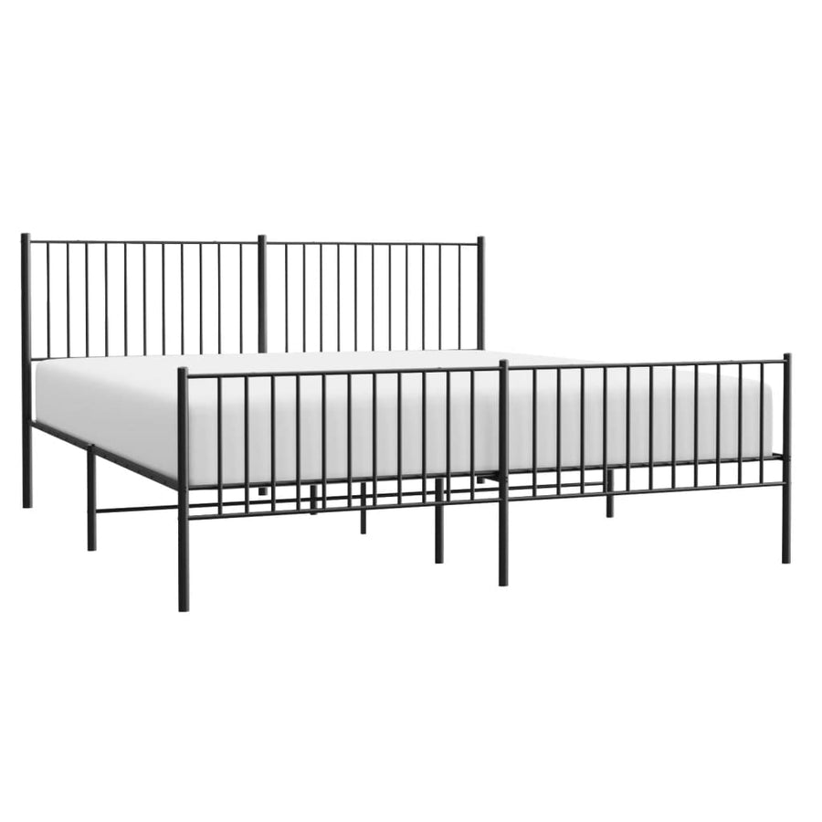 Bedframe met hoofd- en voeteneinde metaal zwart 183x213 cm 183 x 213 cm Zwart