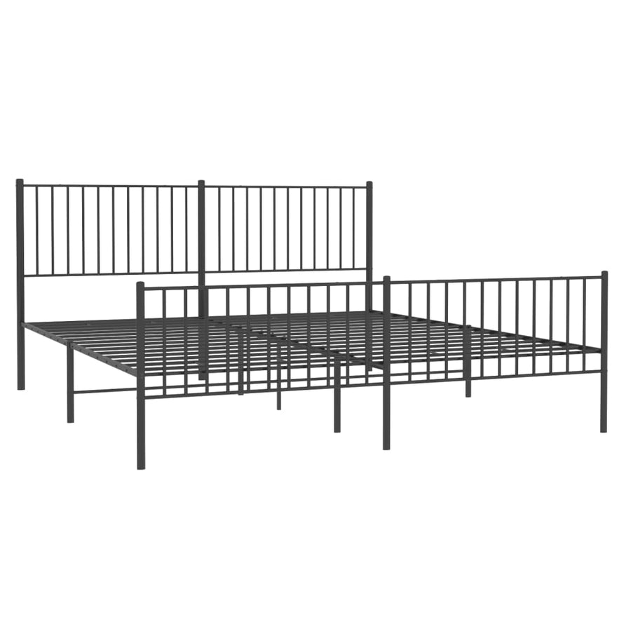 Bedframe met hoofd- en voeteneinde metaal zwart 183x213 cm 183 x 213 cm Zwart