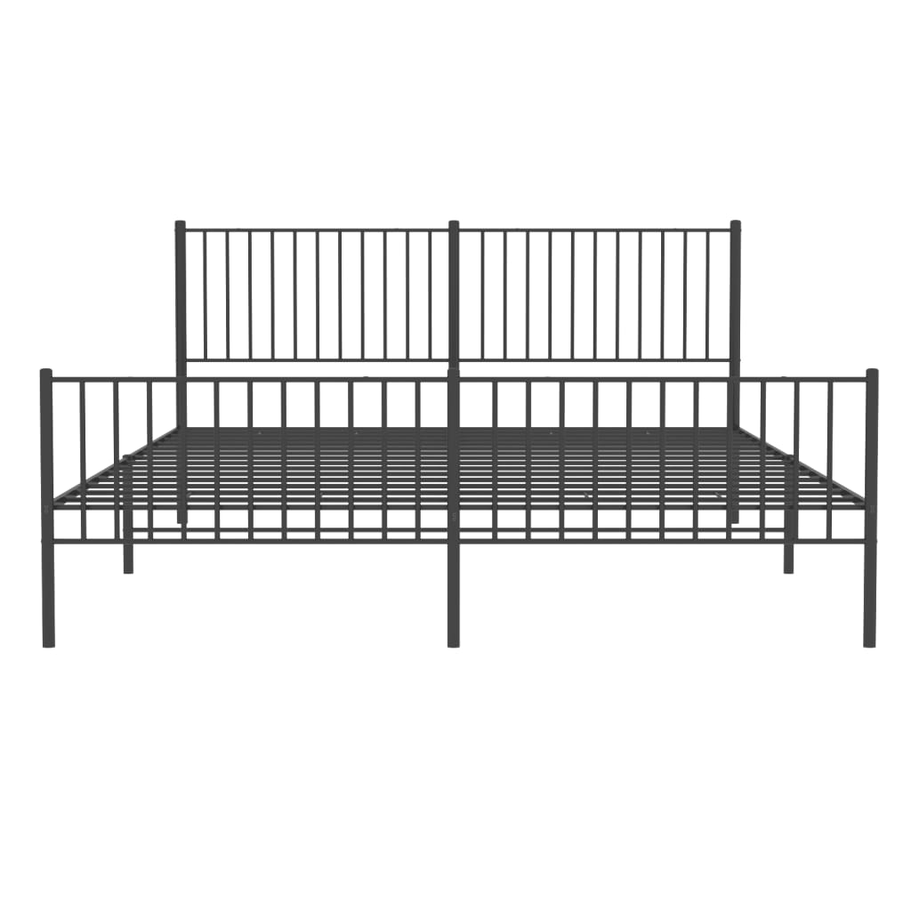 Bedframe met hoofd- en voeteneinde metaal zwart 183x213 cm 183 x 213 cm Zwart