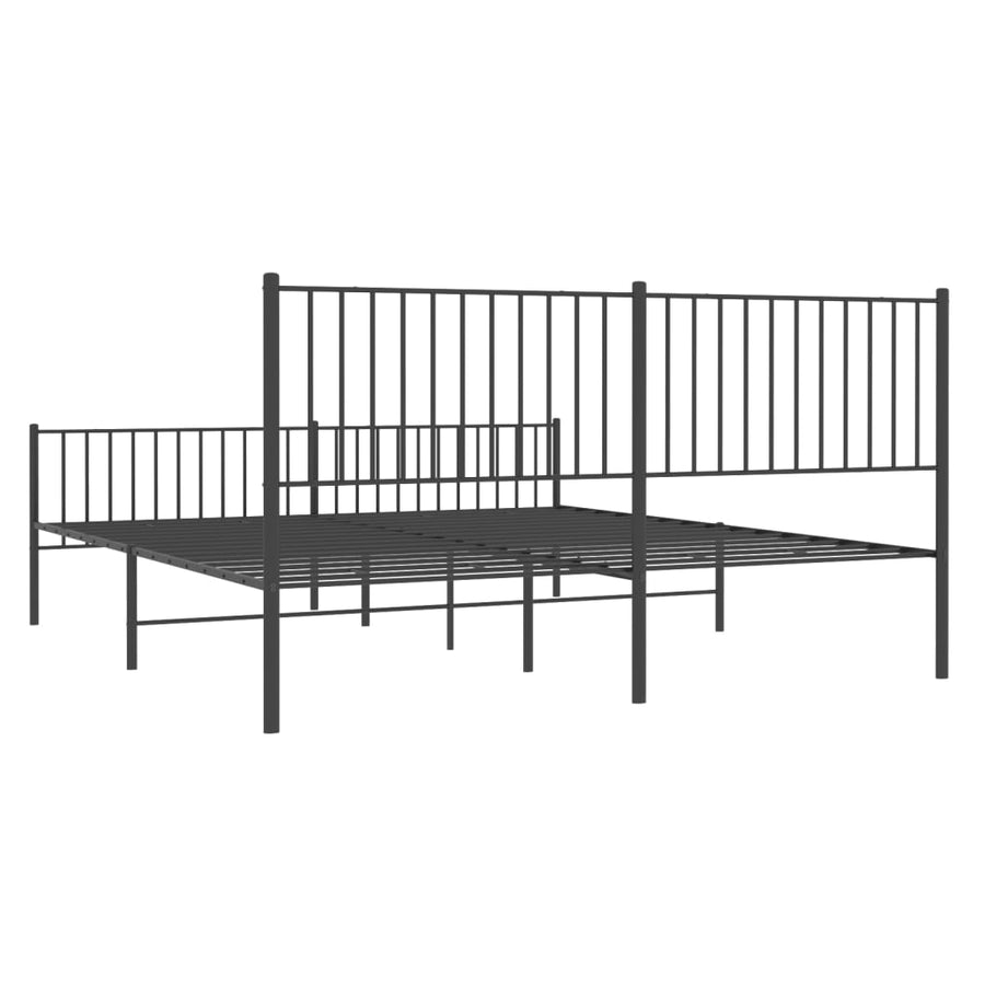 Bedframe met hoofd- en voeteneinde metaal zwart 183x213 cm 183 x 213 cm Zwart
