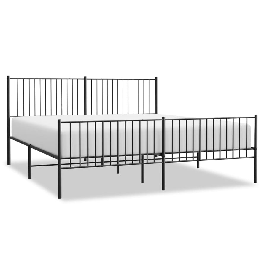 Bedframe met hoofd- en voeteneinde metaal zwart 193x203 cm 193 x 203 cm met hoofdbord & voetbord