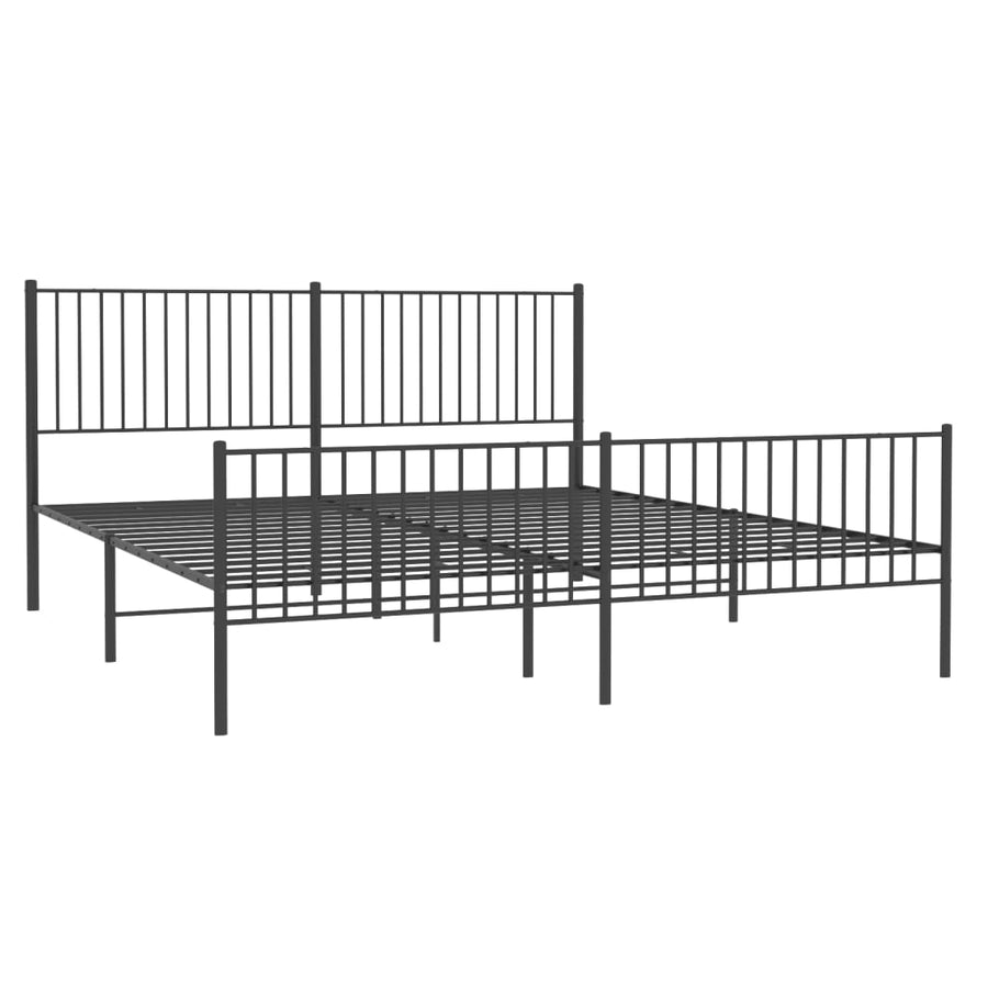 Bedframe met hoofd- en voeteneinde metaal zwart 193x203 cm 193 x 203 cm met hoofdbord & voetbord