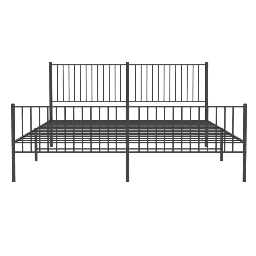 Bedframe met hoofd- en voeteneinde metaal zwart 193x203 cm 193 x 203 cm met hoofdbord & voetbord