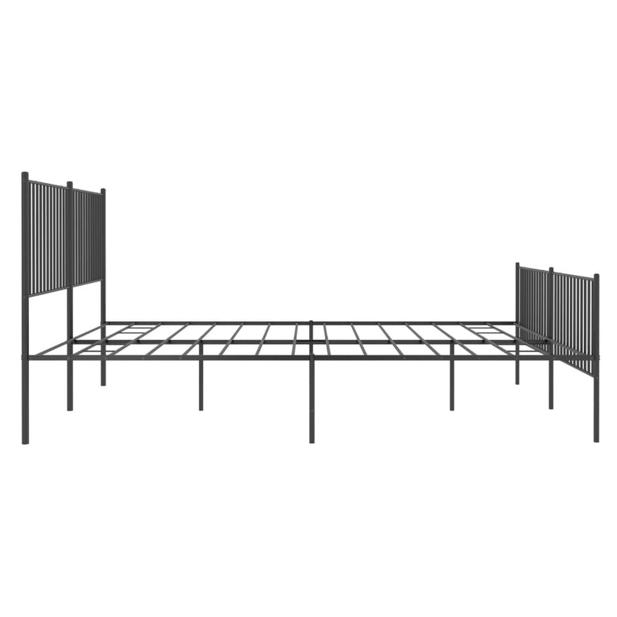 Bedframe met hoofd- en voeteneinde metaal zwart 193x203 cm 193 x 203 cm met hoofdbord & voetbord