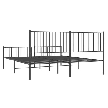 Bedframe met hoofd- en voeteneinde metaal zwart 193x203 cm 193 x 203 cm met hoofdbord & voetbord