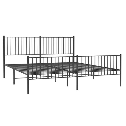 Bedframe met hoofd- en voeteneinde metaal zwart 200x200 cm 200 x 200 cm met hoofdbord & voetbord