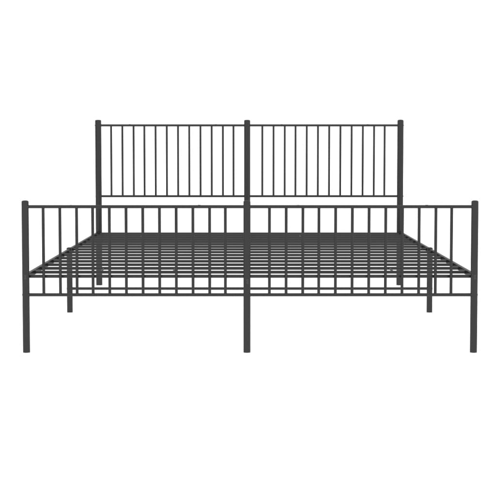 Bedframe met hoofd- en voeteneinde metaal zwart 200x200 cm 200 x 200 cm met hoofdbord & voetbord