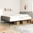 Bedframe met hoofd- en voeteneinde metaal zwart 200x200 cm 200 x 200 cm met hoofdbord & voetbord