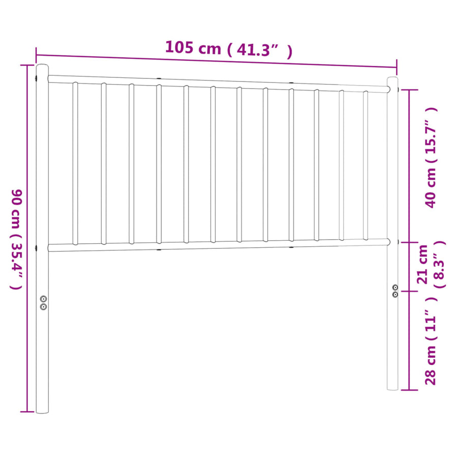 Hoofdbord Metaal Zwart 100 Cm