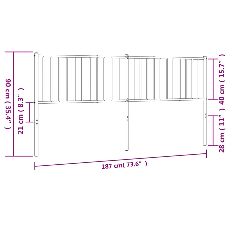Hoofdbord 180 Cm Metaal Zwart