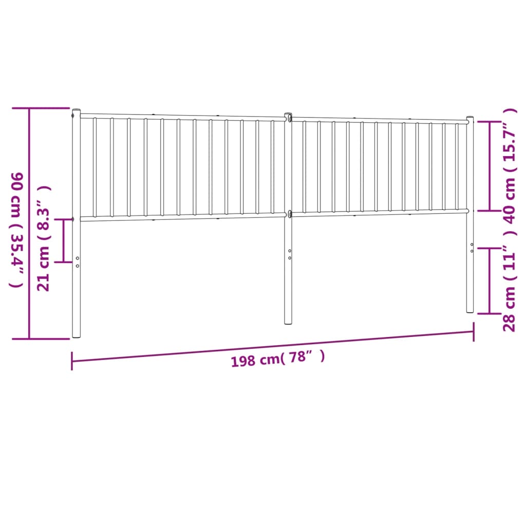 Hoofdbord Metaal Zwart 193 Cm