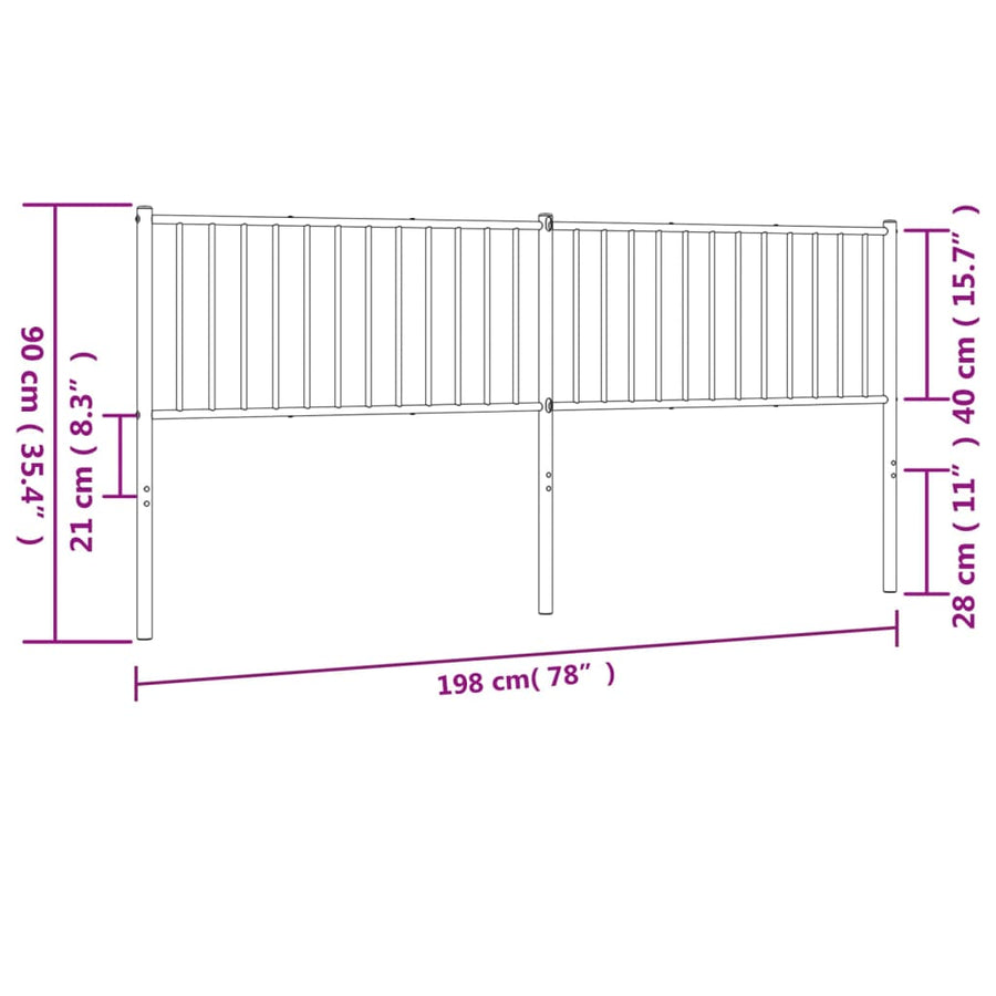 Hoofdbord Metaal Zwart 193 Cm