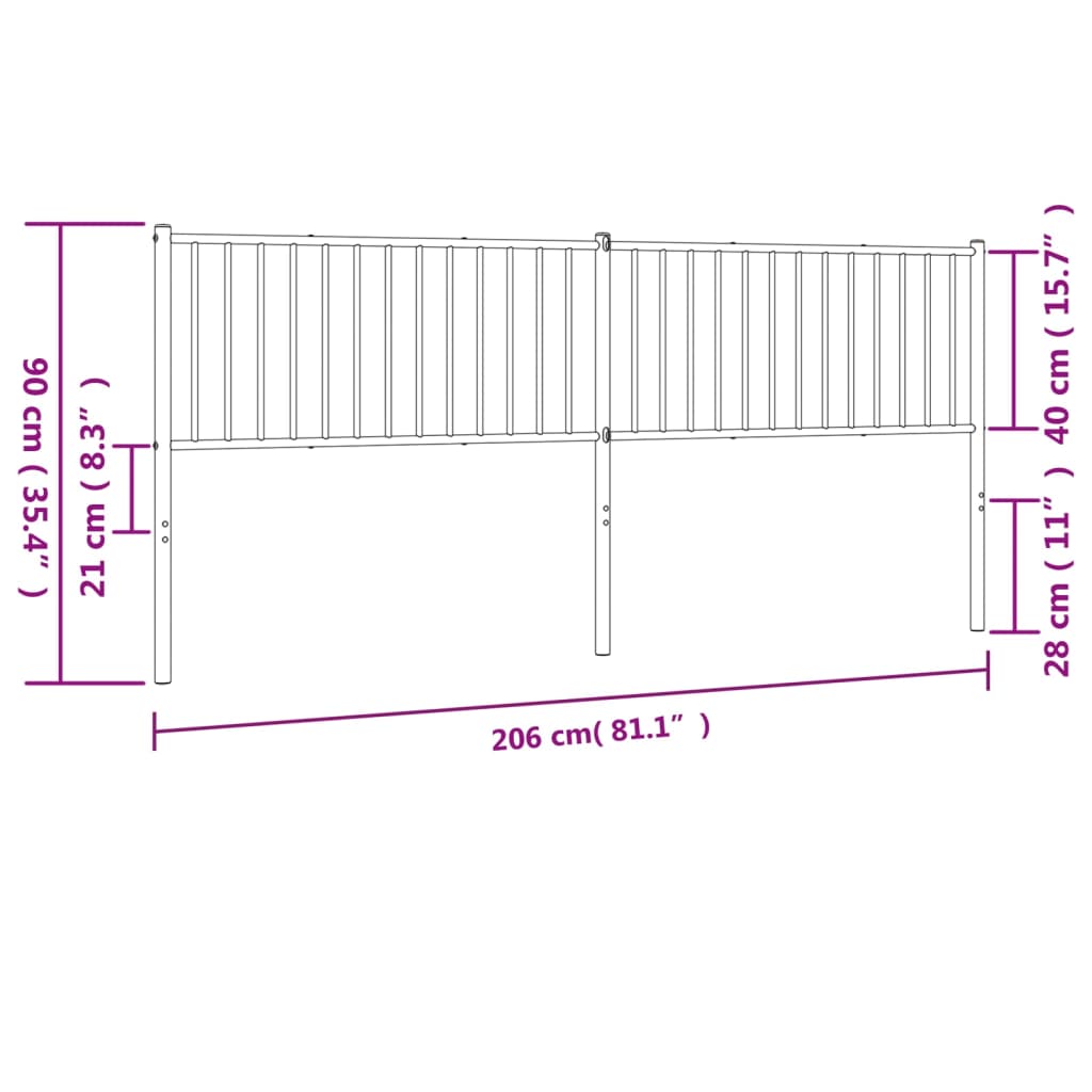 Hoofdbord Metaal Zwart 200 Cm