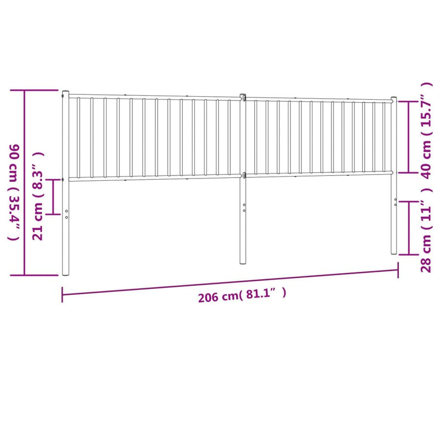 Hoofdbord Metaal Zwart 200 Cm