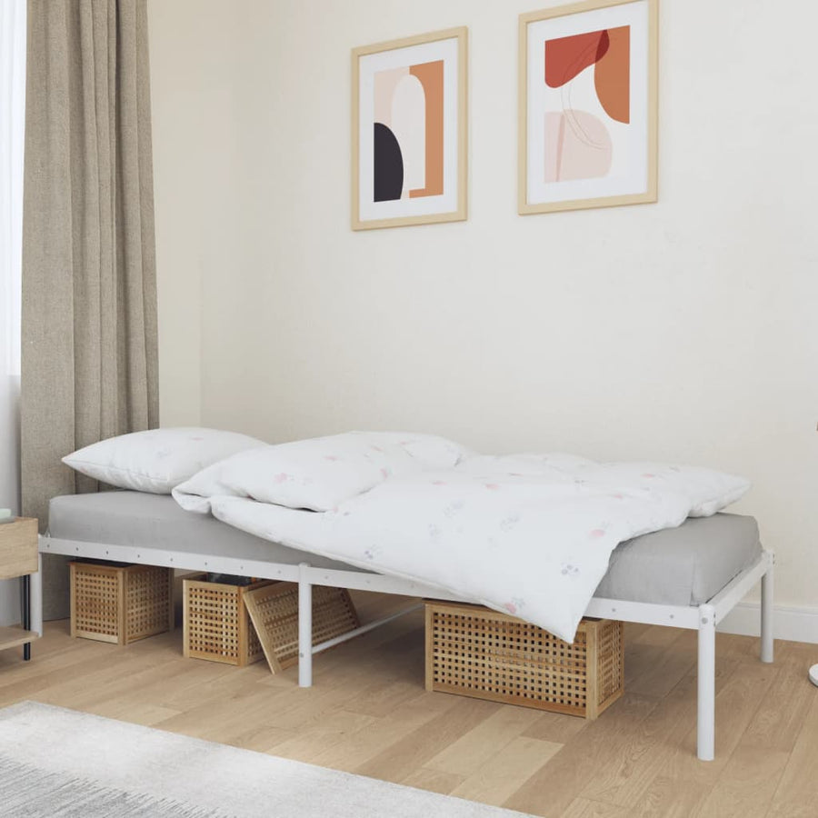 Bedframe Metaal 75 X 190 Cm Wit zonder hoofdbord