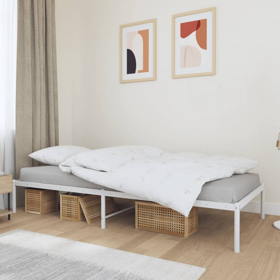 Bedframe Metaal Wit 90 x 200 cm zonder hoofdbord