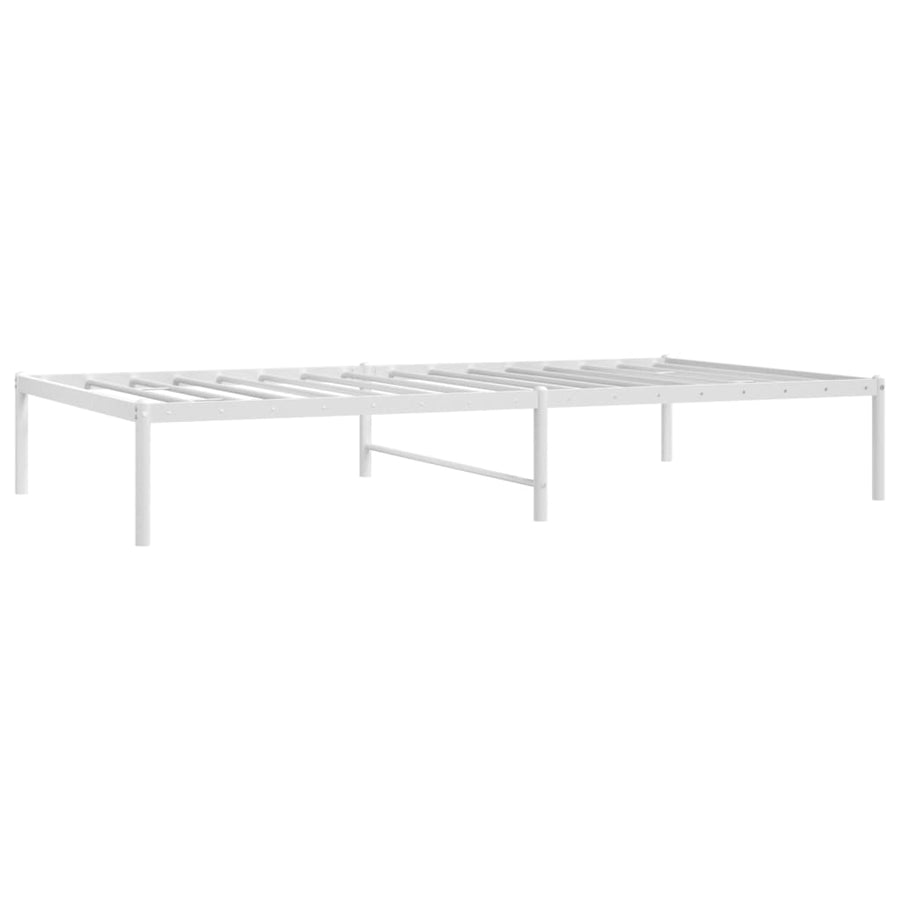 Bedframe metaal wit 100x190 cm 100 x 190 cm zonder hoofdbord