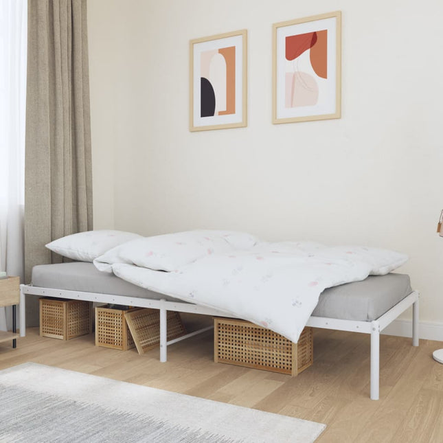 Bedframe metaal wit 100x190 cm 100 x 190 cm zonder hoofdbord